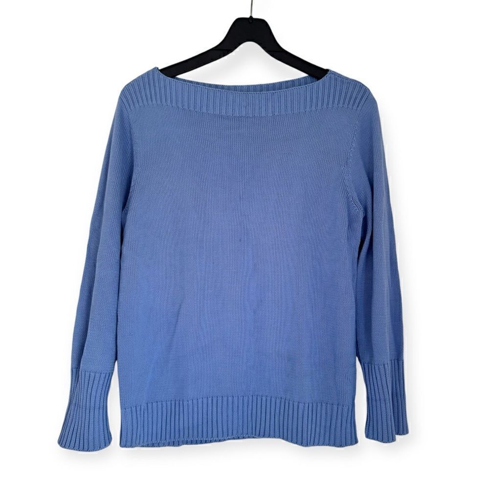 Lauren Ralph Lauren Blue 100% Silk Boatneck Top Size Large